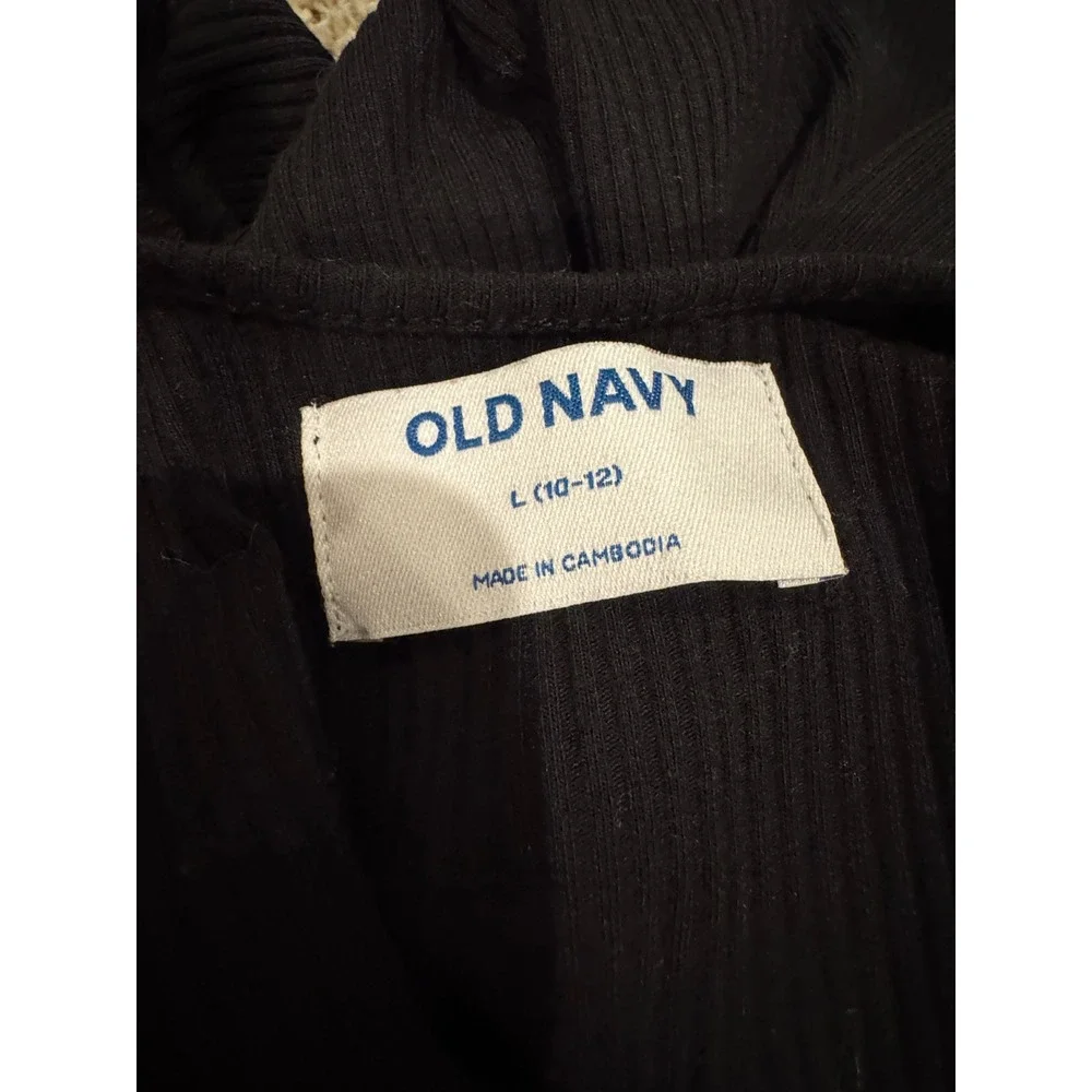 Old Navy Girls Ribbed Long Sleeve Dress Size L Black Jack LBD